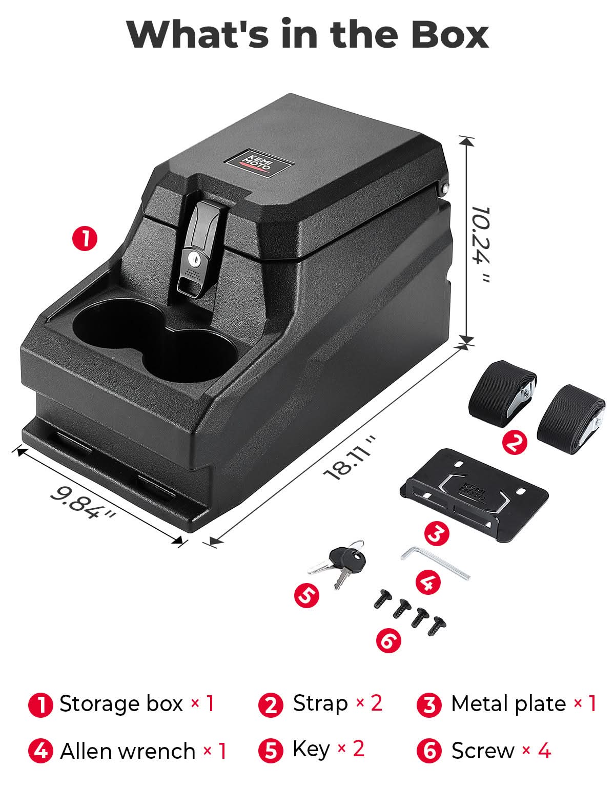 Kemimoto Waterproof UTV Bench Seat Center Console Box