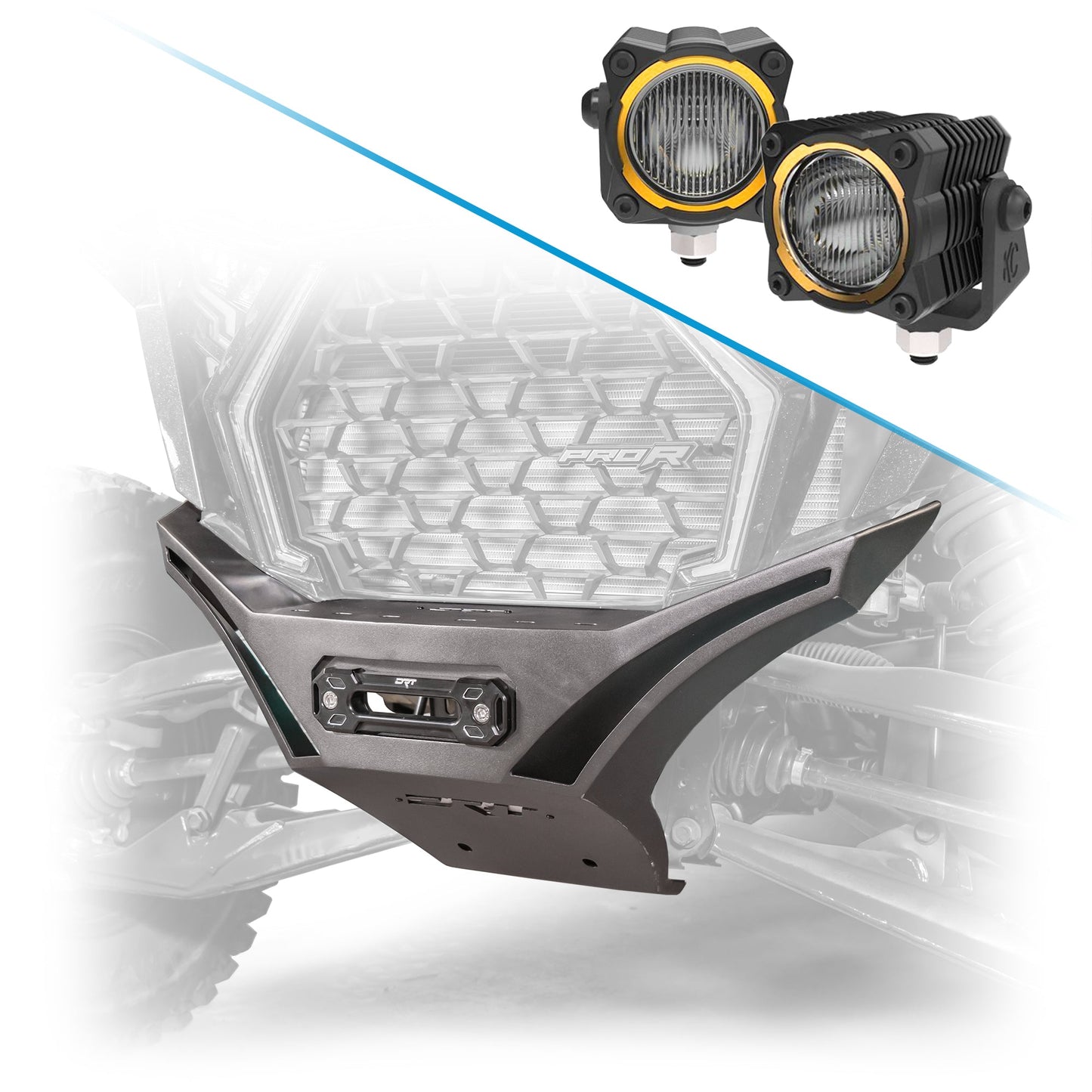 DRT Polaris RZR Pro XP Front Winch Bumper Sand Black