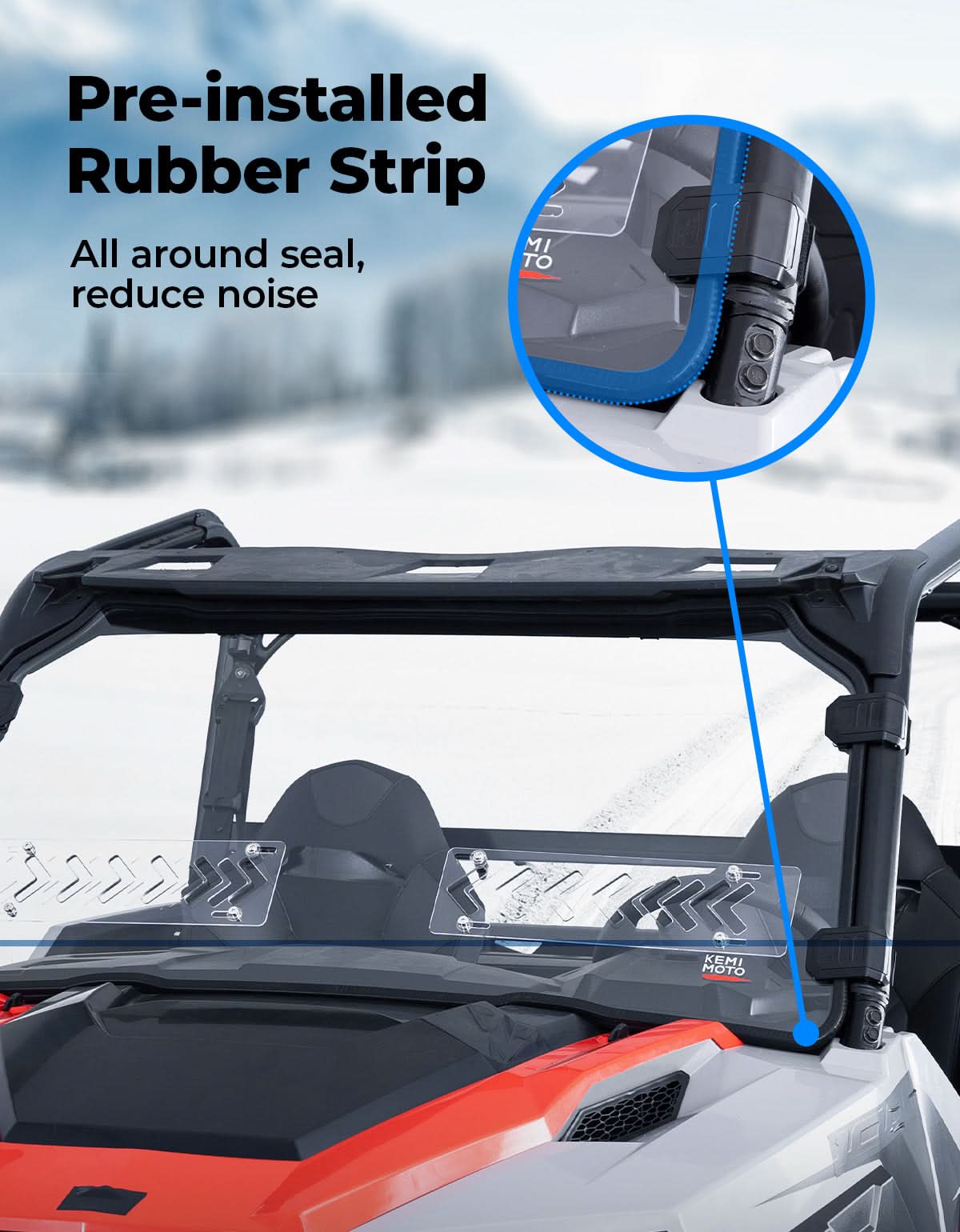 Kemimoto 2-IN-1 Front Vented Windshield Compatible with Polaris General 1000, XP 1000, 4 1000