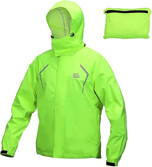 Kemimoto Lightweight Waterproof Jacket for Cycling, Rotatable Hat, Black