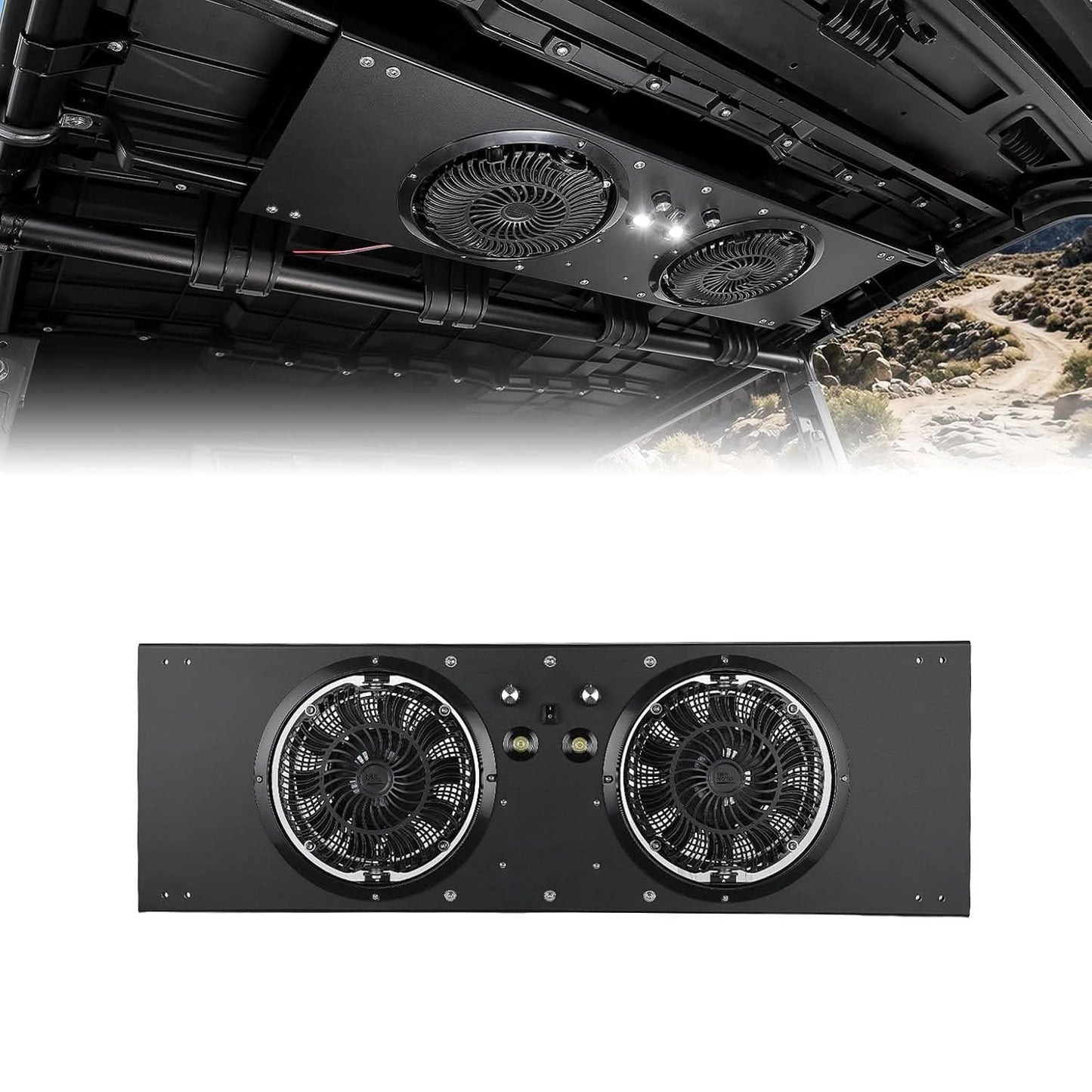 Kemimoto UTV Roof Fan with Lights for Polaris Defender