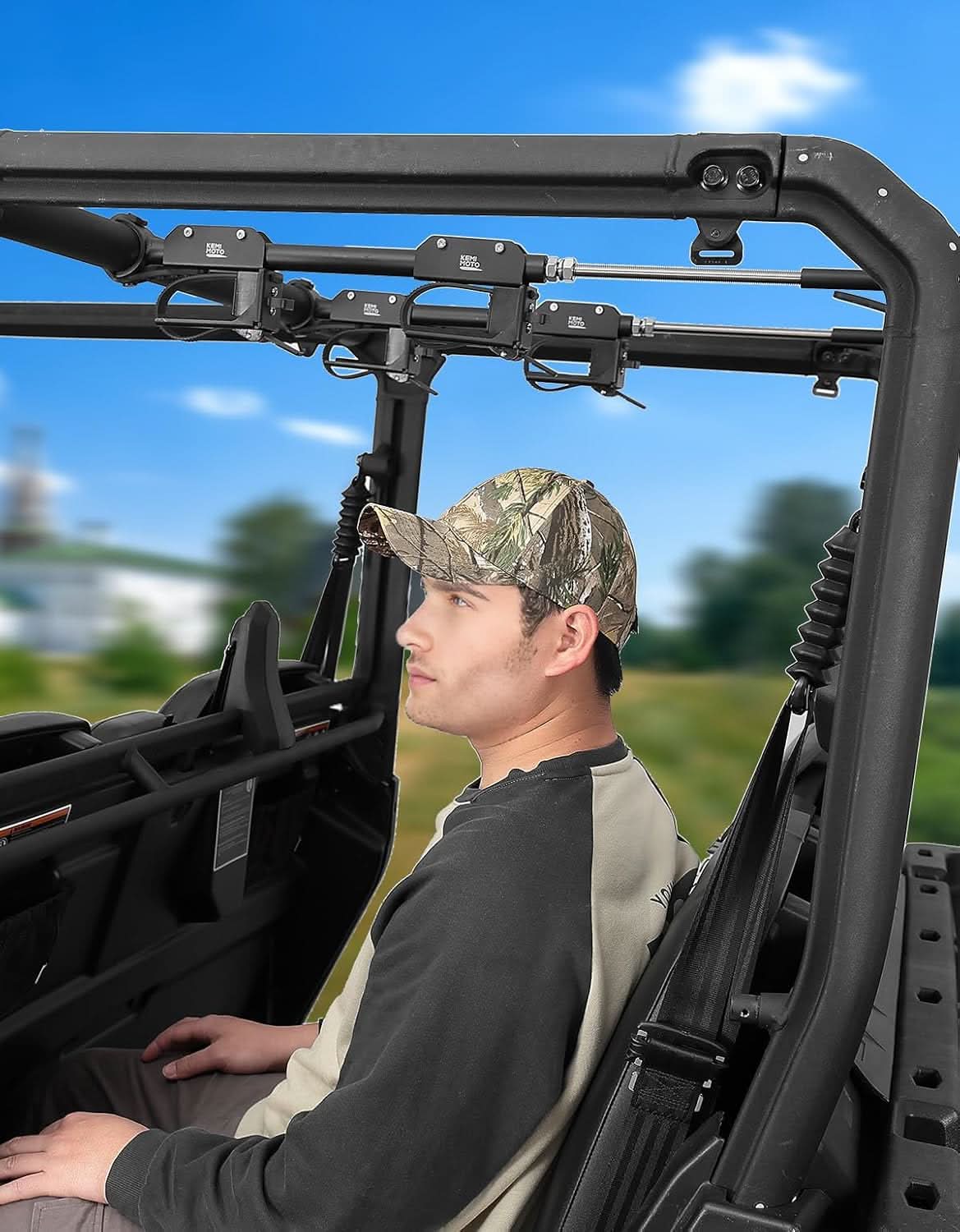 Kemimoto UTV Overhead Hunting Tool Holder Rack for Polaris Ranger