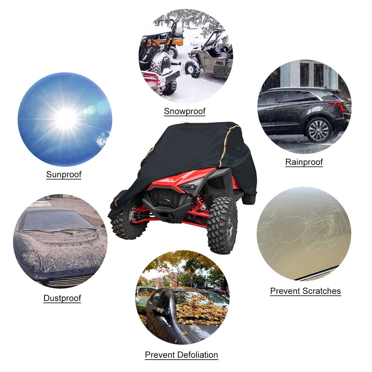 Kemimoto Heavy Waterproof UTV Cover for Polaris RZR PRO XP