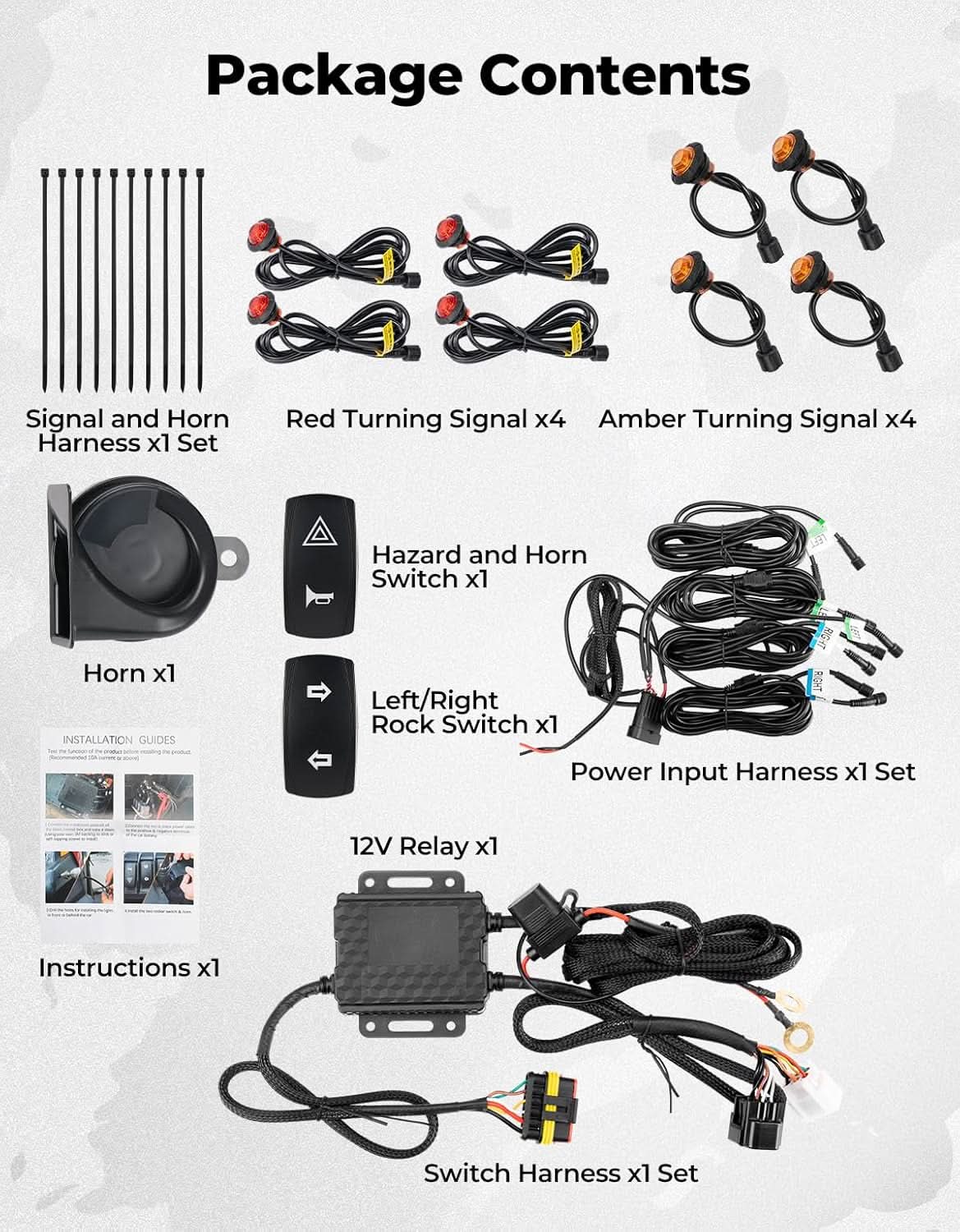 Kemimoto UTV Turn Signal Kit with 110D Horn
