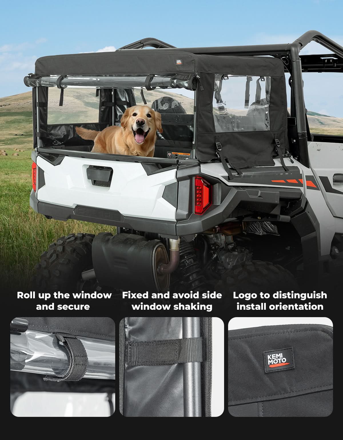 Kemimoto Soft Cargo Camper Bed Cover for Polaris UTV