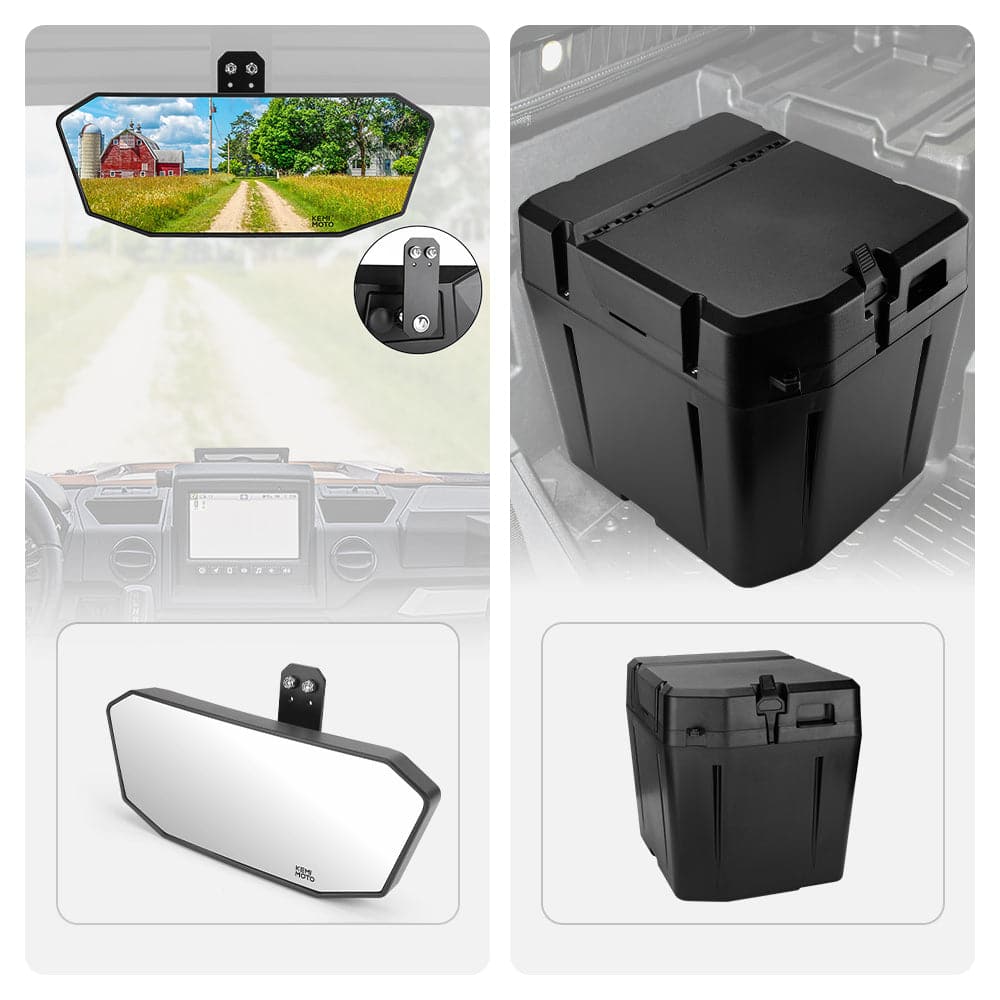 KEMIMOTO Rear Mirror & Storage Box for Ranger XP 1000