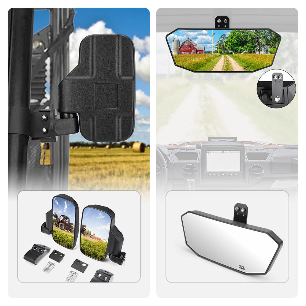 KEMIMOTO Adjustable Break-Away Mirrors Set for Polaris Ranger