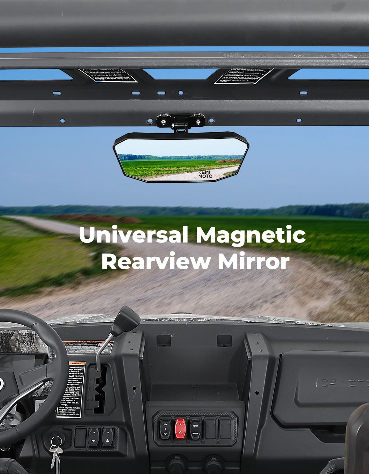 Kemimoto Magnetic Rear View Mirror for Polaris & Golf Carts