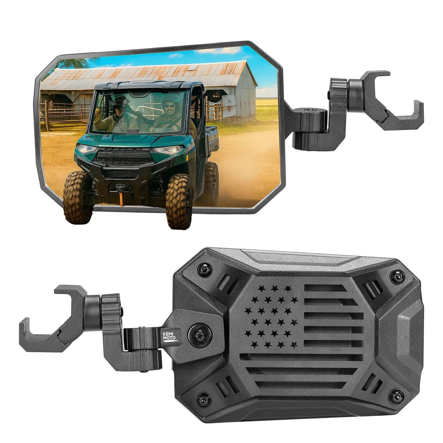 Kemimoto Side Mirrors 8.4" x 5.7" View for Polaris Ranger