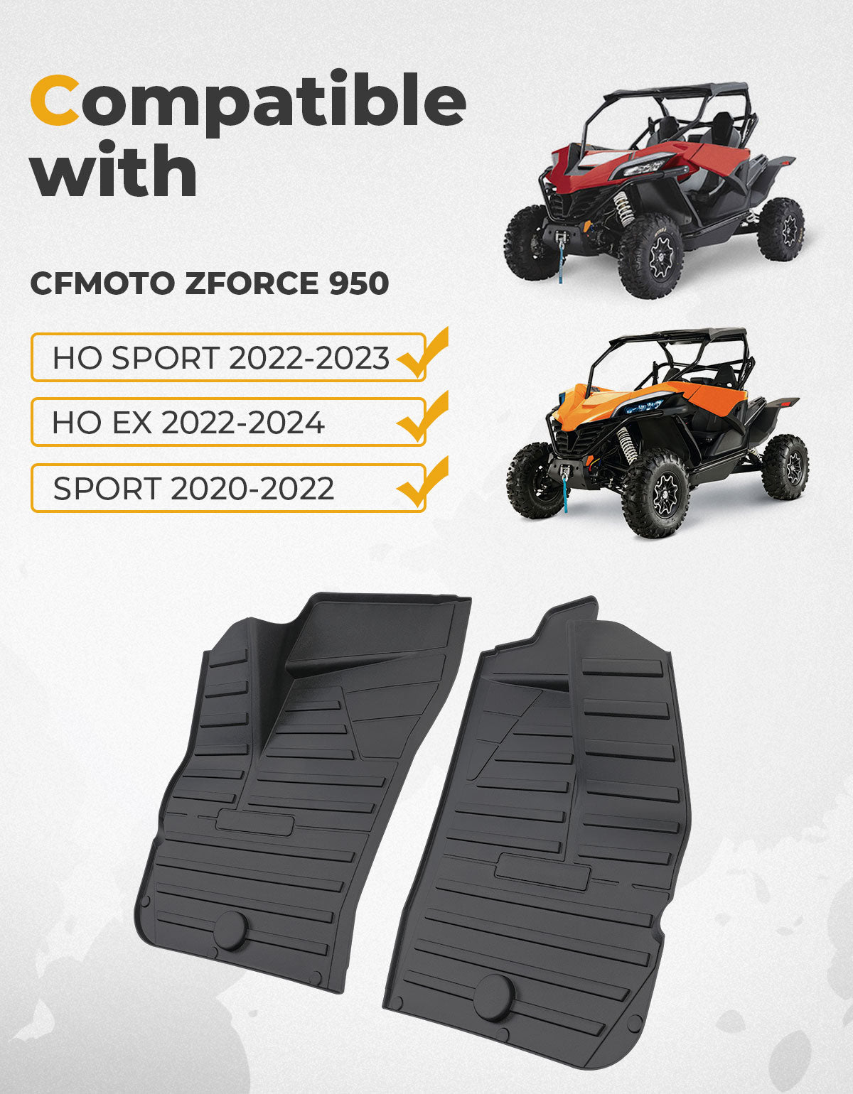 Kemimoto TPE Front Floor Mats for CFMOTO ZFORCE 950