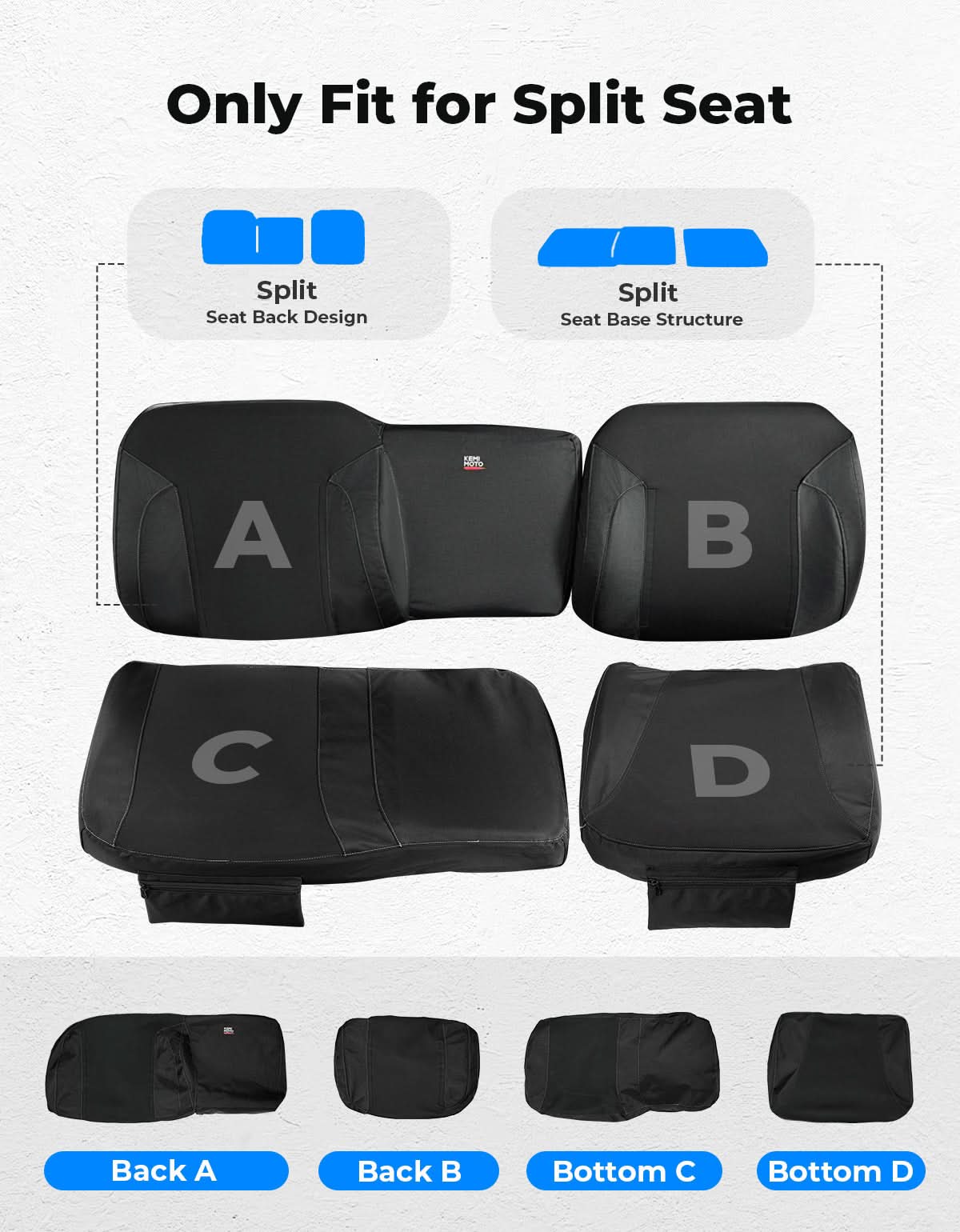 Kemimoto UTV Wingback Seat Cover for Polaris Ranger XP 1000