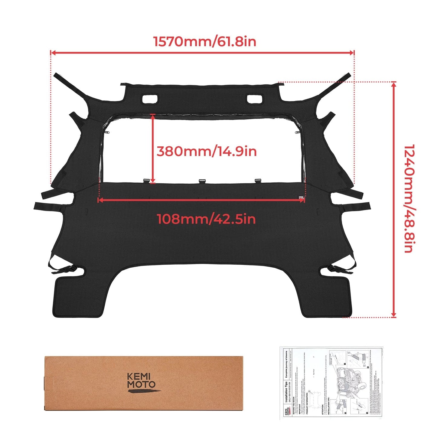 Kemimoto Fabric Rear Panel Open Window for Honda Pioneer 700