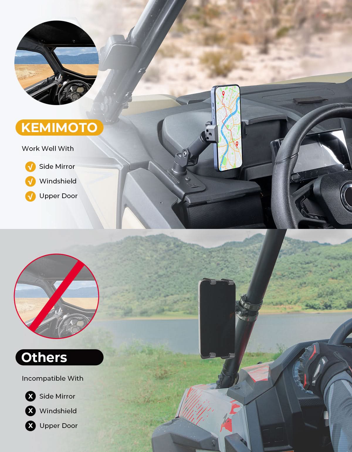Kemimoto Aluminum Phone Mount for CFMOTO ZForce 950