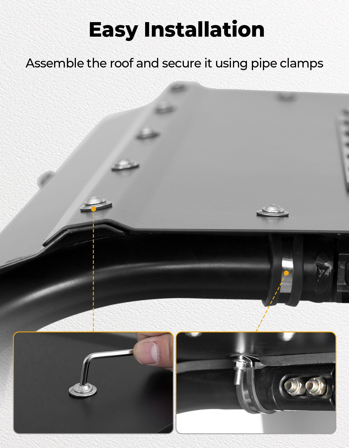 Kemimoto Aluminum Roof with Fixed Sunroof for Polaris RZR 200