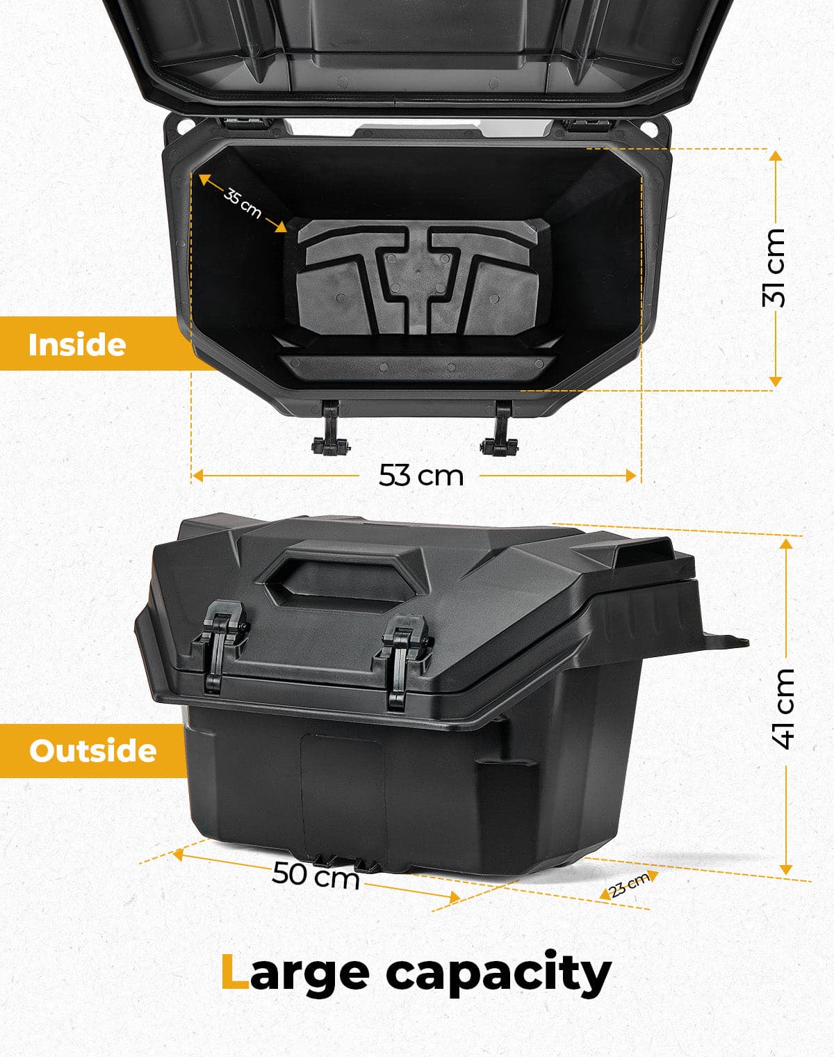 Kemimoto Rear Cargo Box 55QT for Polaris RZR XP 1000