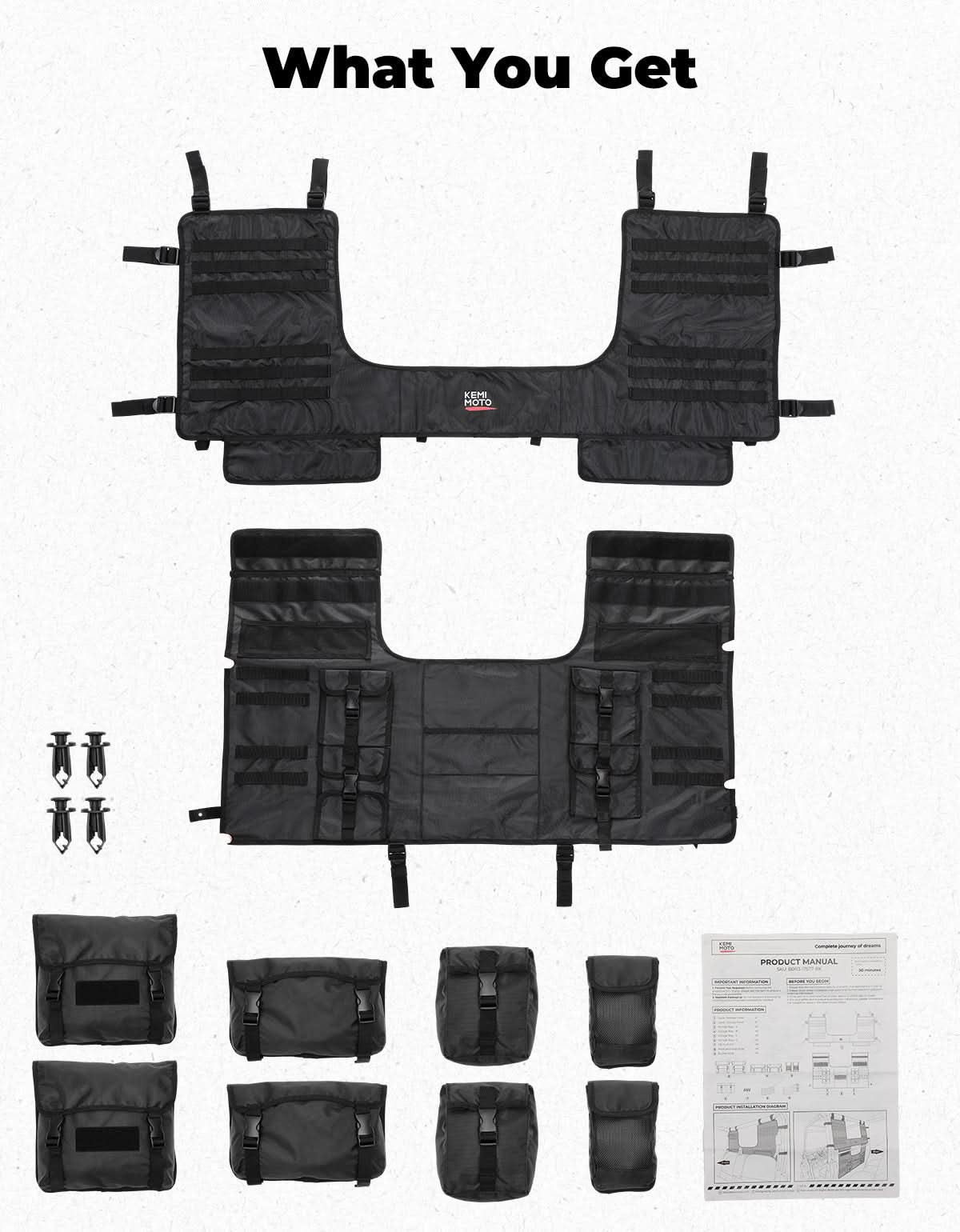 Kemimoto UTV Tool Bag Rack Heavy Duty Canvas