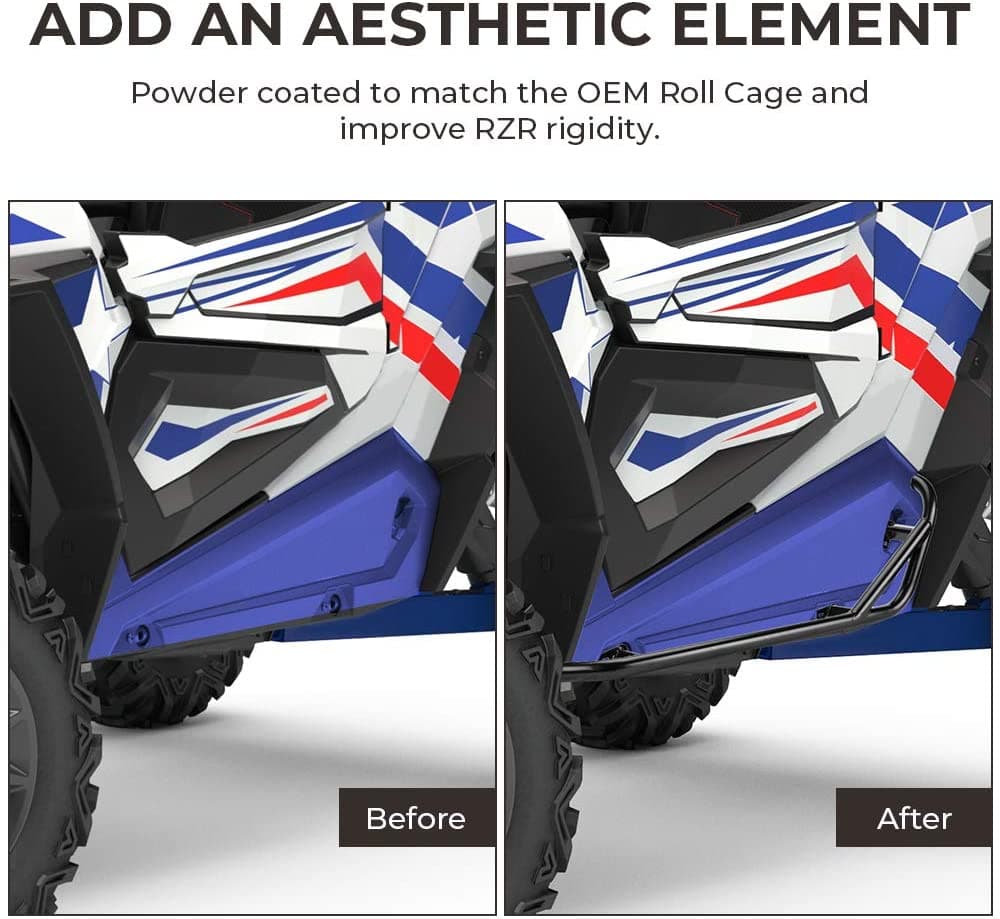 Kemimoto Heavy-Duty Steel Rock Sliders for Polaris RZR XP 1000