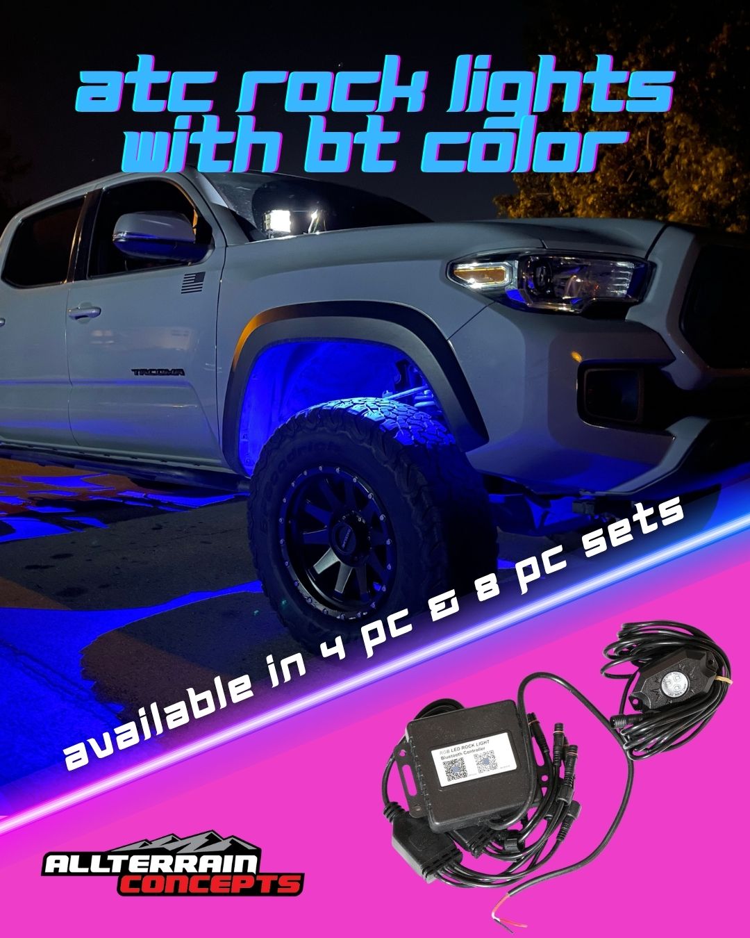 All Terrain Concepts Bluetooth RGB Rock Lights Waterproof