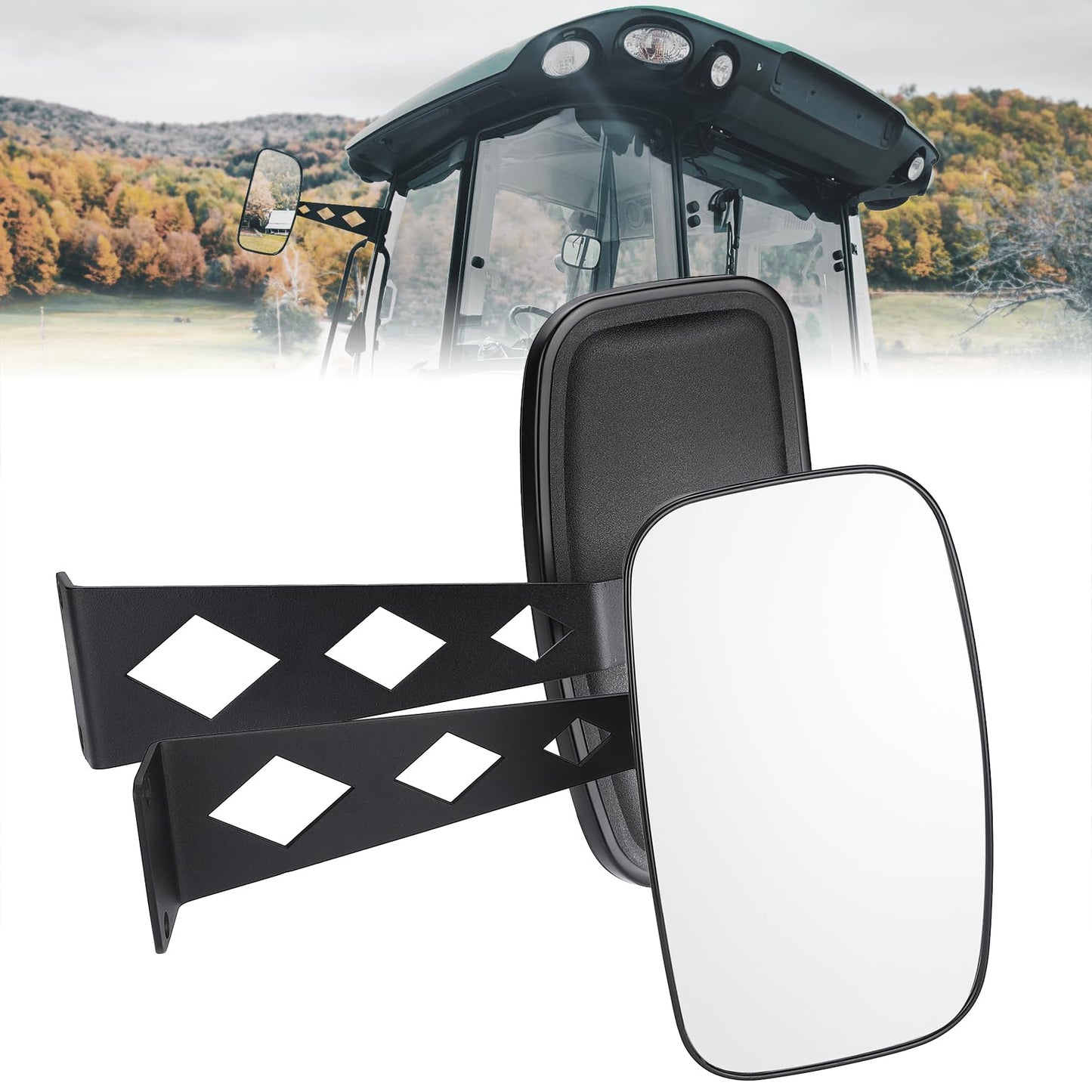 Kemimoto Tractor Side Mirrors Wide‑Angle John Deere Compatible