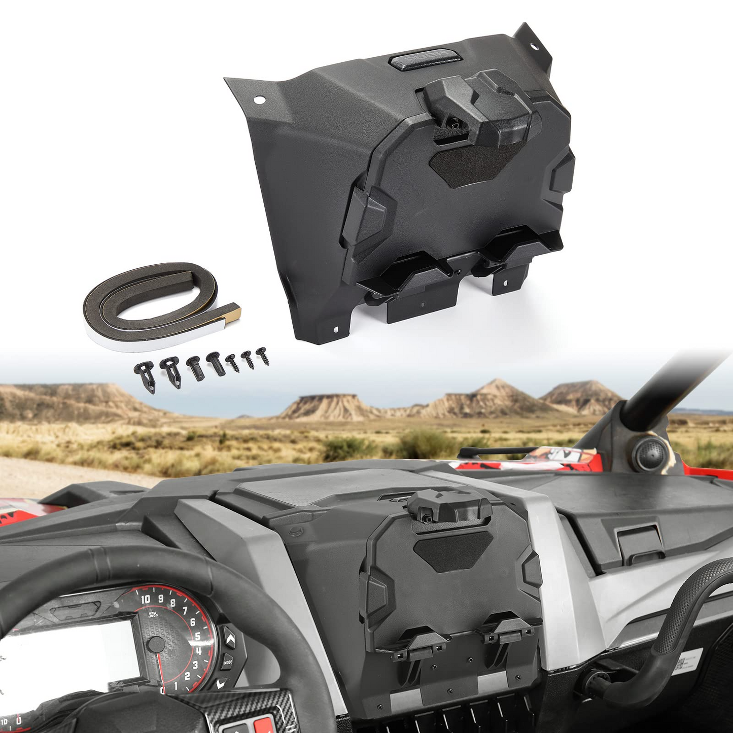 Kemimoto Tablet Holder with Storage Box for Polaris RZR