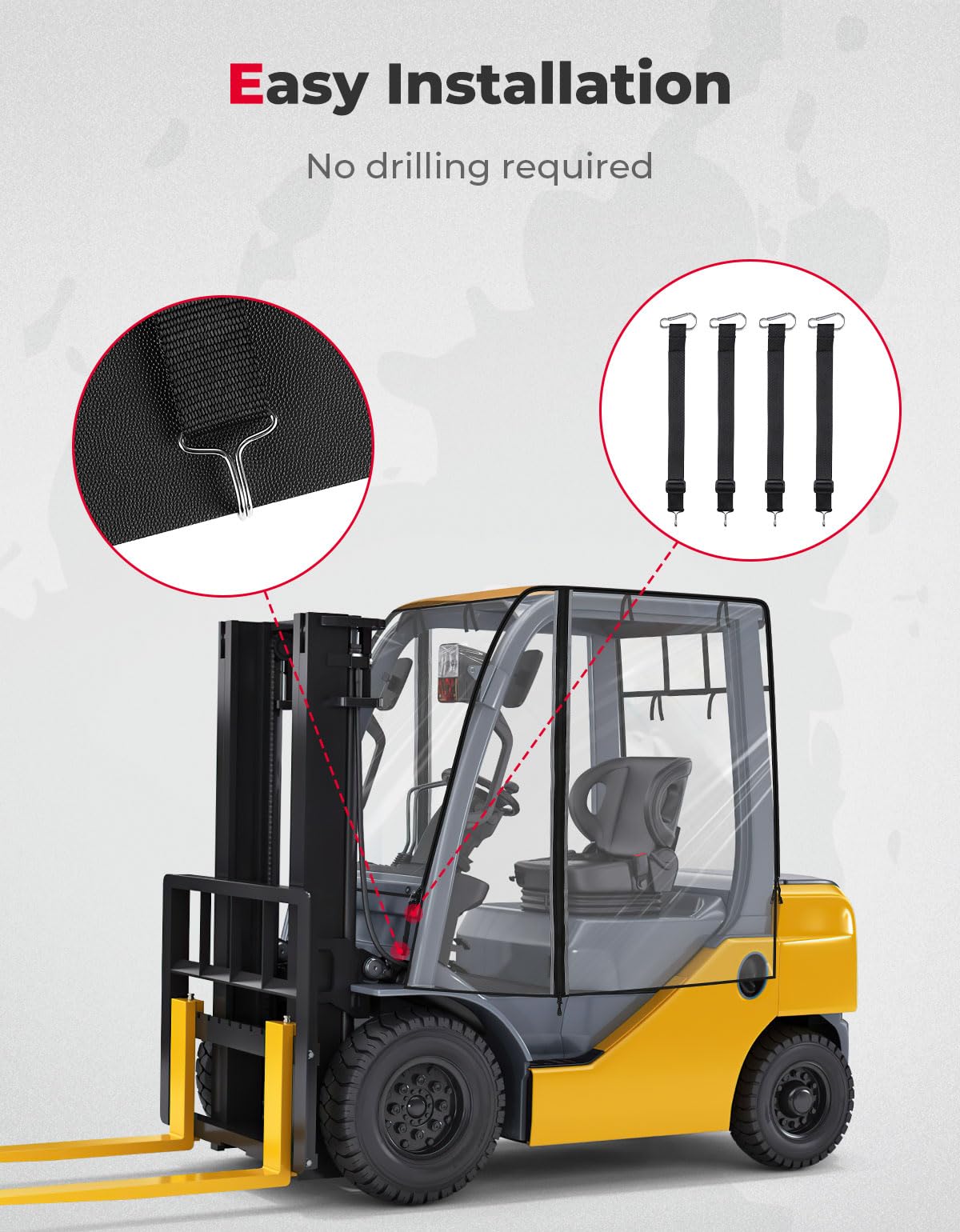Kemimoto Universal Clear Forklift Cab Enclosure 8000 lb Capacity