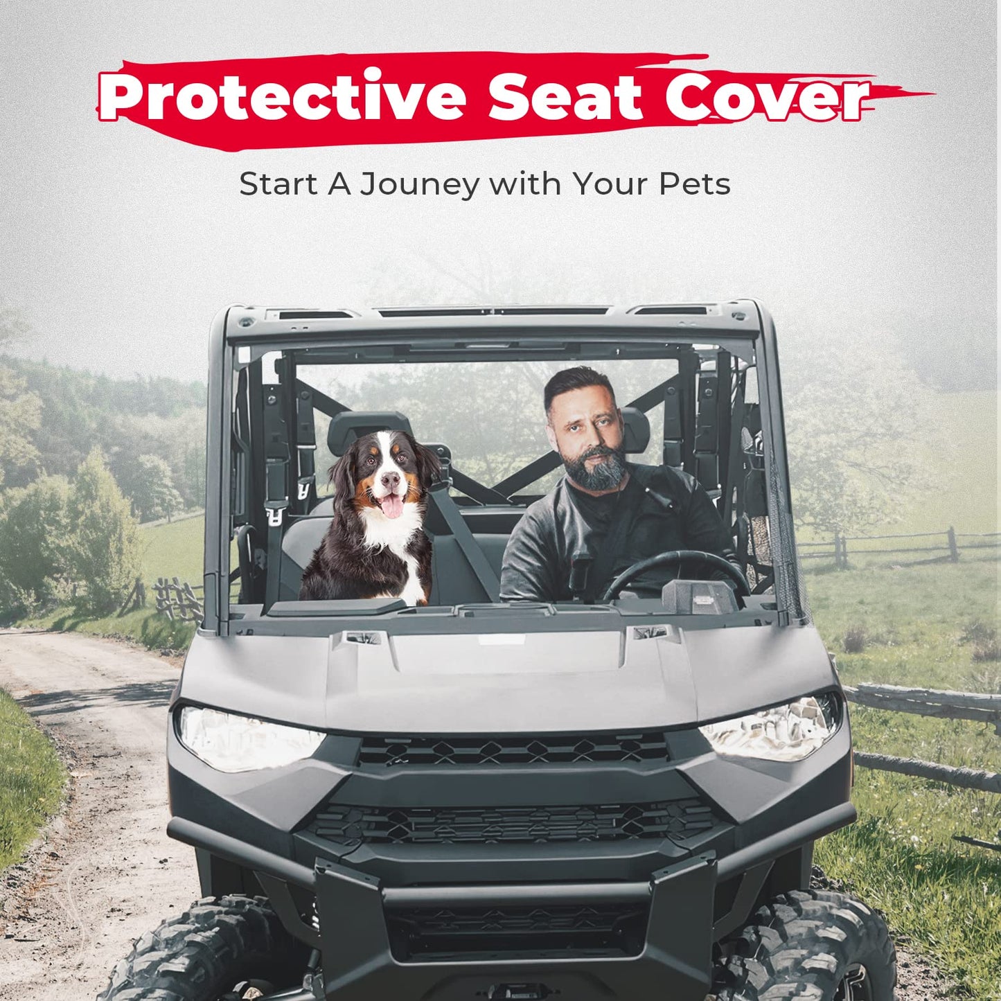 Kemimoto Seat Cover with Headrest for Polaris Ranger Crew 1000