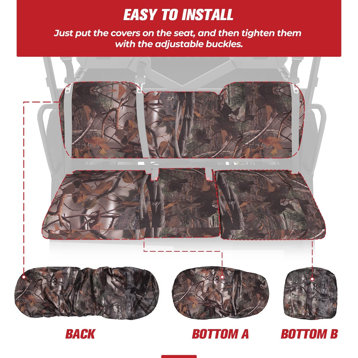 Kemimoto Camouflage Seat Cover for Polaris Ranger XP 1000 Crew