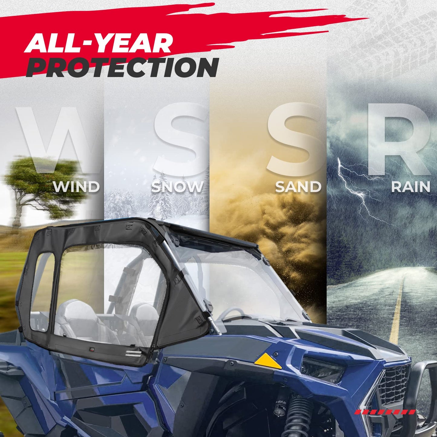 Upper Doors & 3-IN-1 Flip Windshield for Polaris RZR 1000