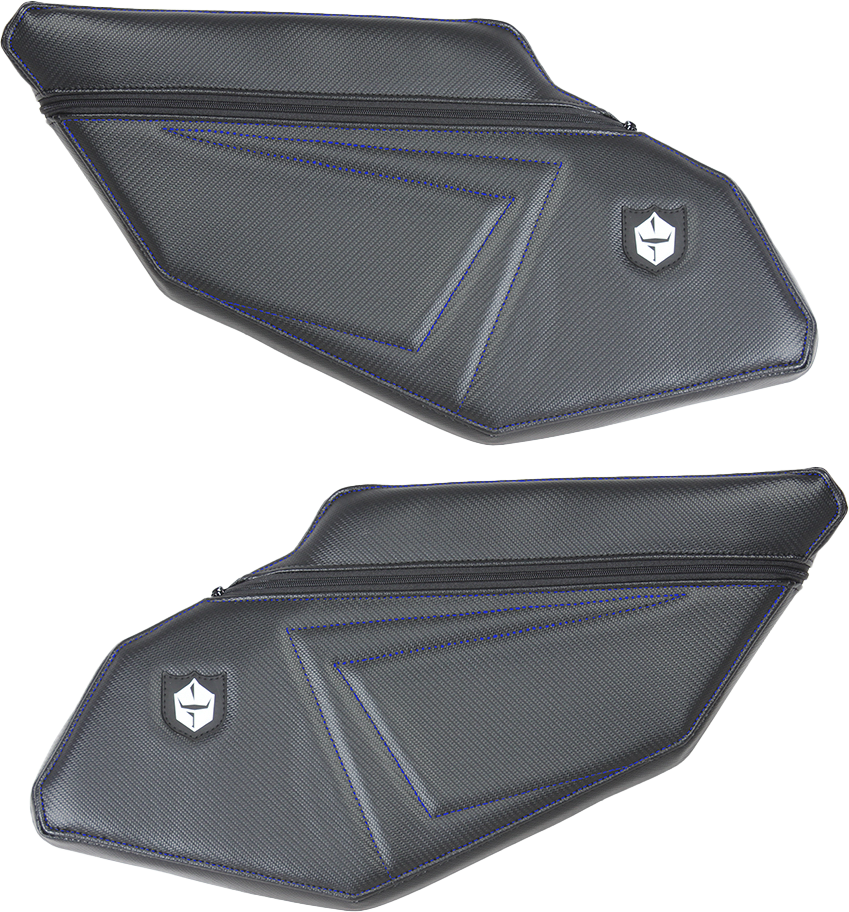 Stock Rear Door Knee Pads With Storage Blue Stitching PO
