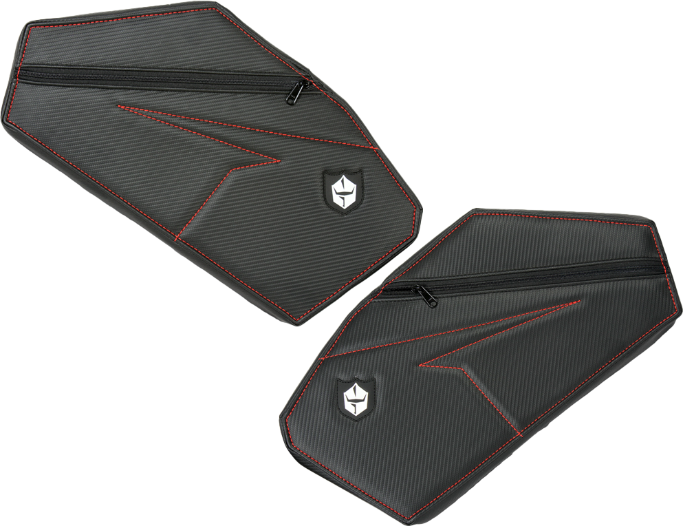 Rear Door Knee Pads With Storage Red Stitching Pol