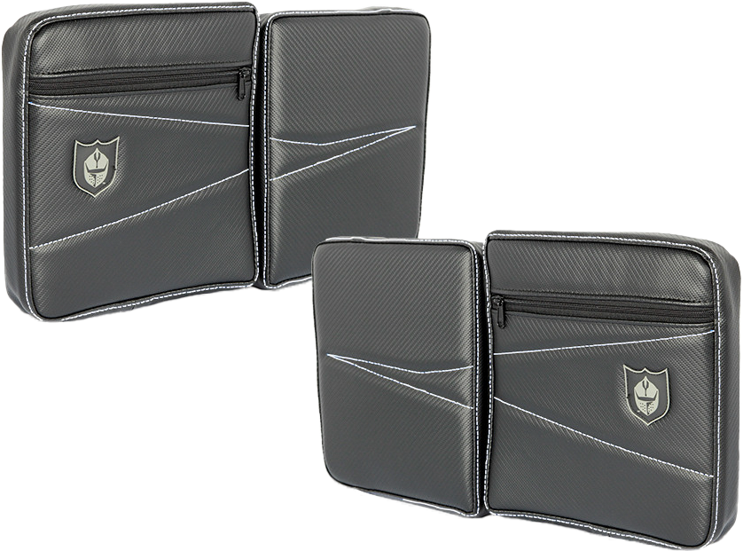 Rear Door Knee Pads With Storage White Stitching