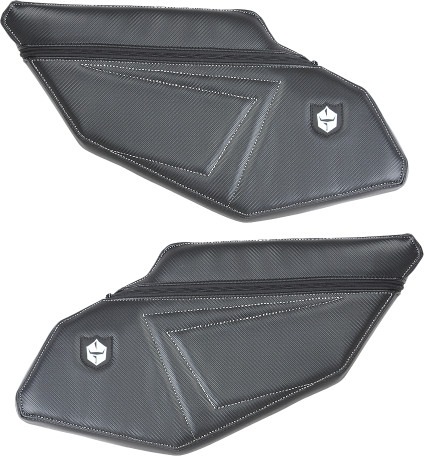 Stock Rear Door Knee Pads With Storage White Stitching P