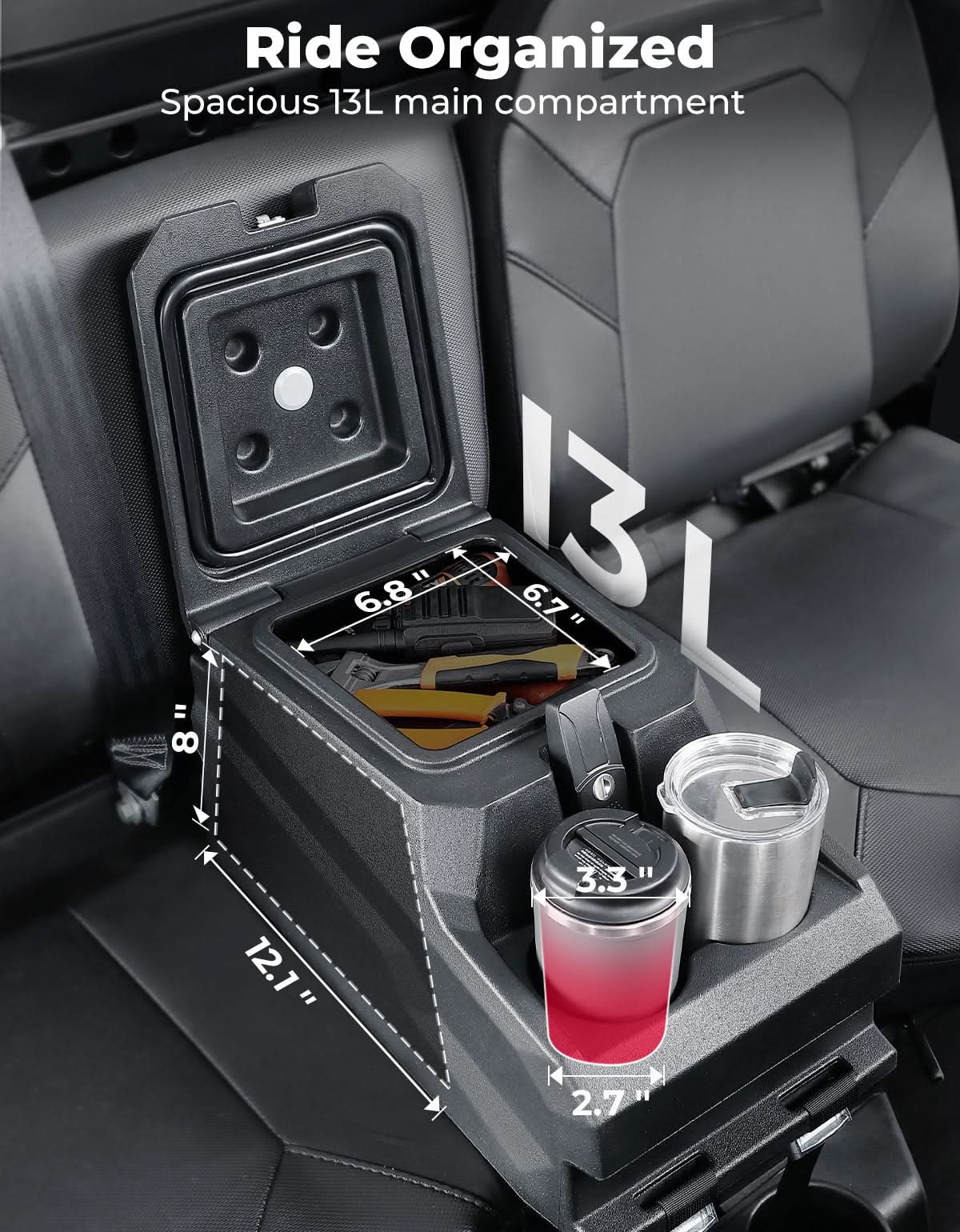 Kemimoto Waterproof UTV Bench Seat Center Console Box