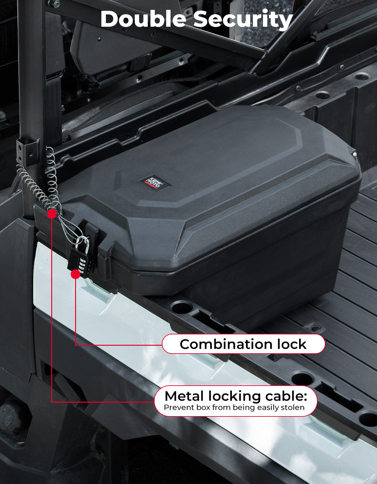 KEMIMOTO 45L Left Side Storage Box for Polaris Ranger