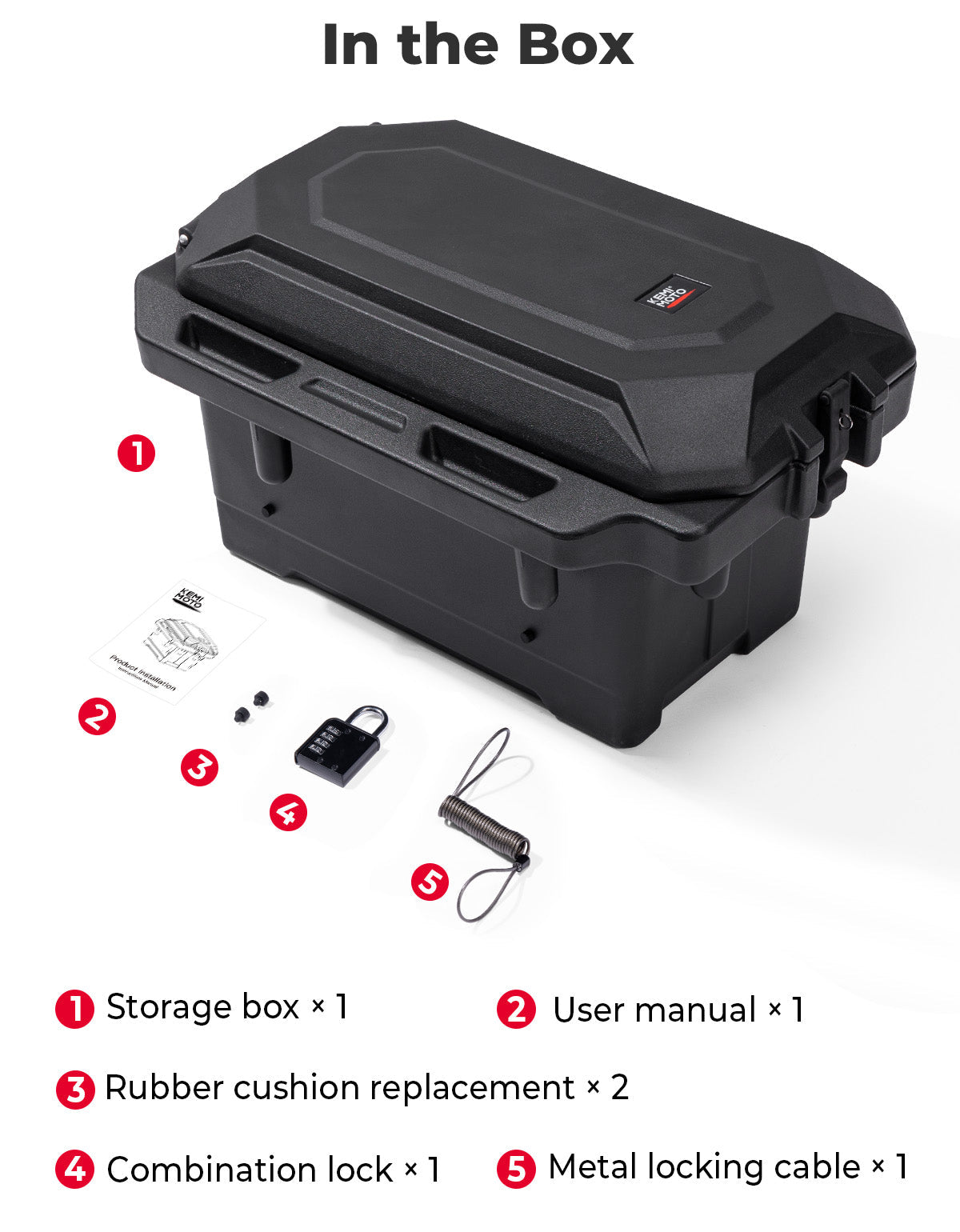 KEMIMOTO 45L Left Side Storage Box for Polaris Ranger