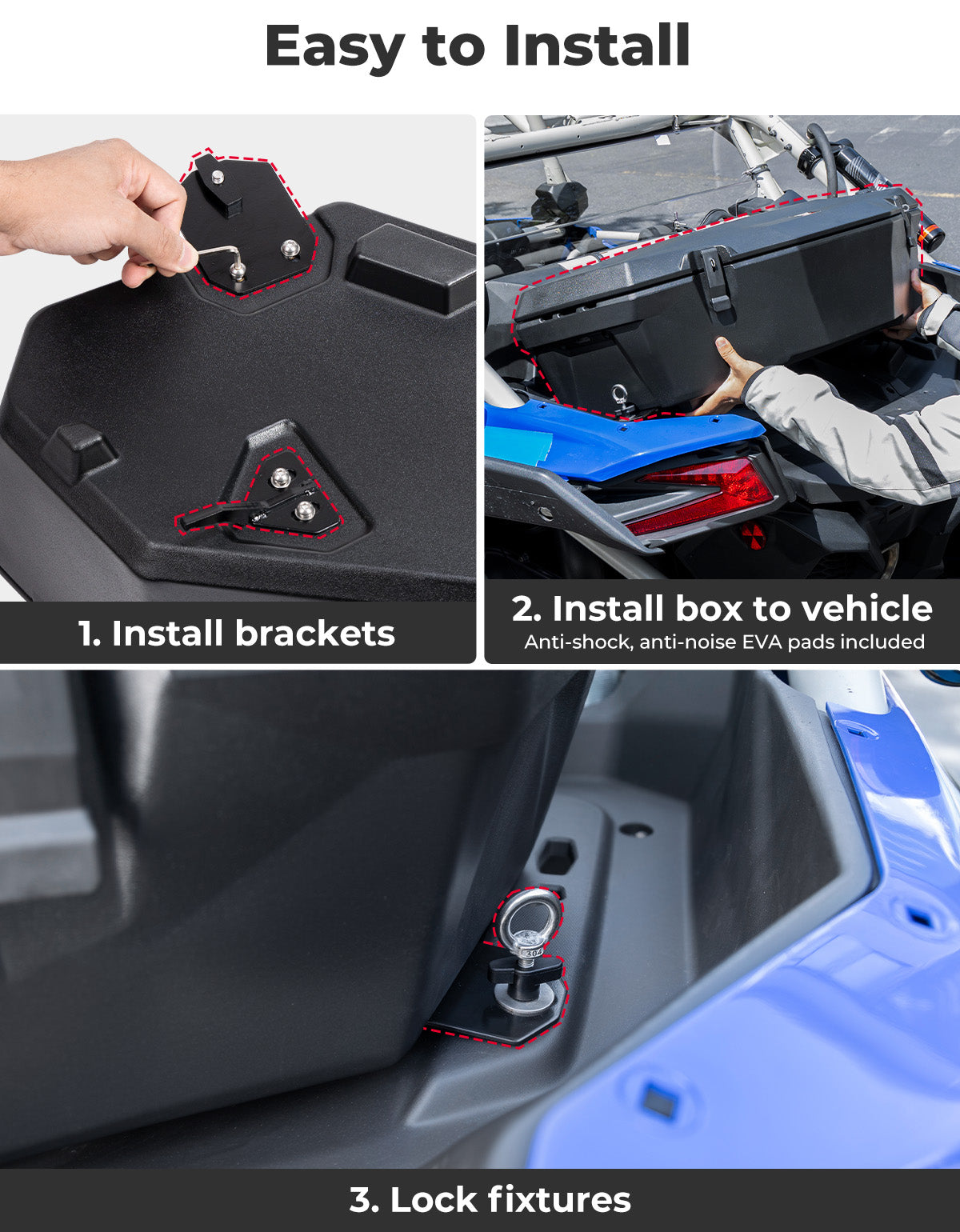 Kemimoto 30L Rear Storage Box for Can‑Am X3/MAX