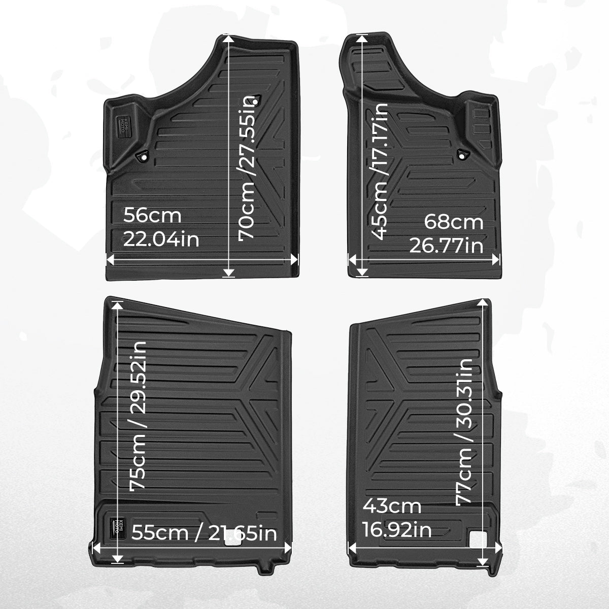 Kemimoto 4PCS TPE Anti‑Slip Floor Mats for Can‑Am Defender Max
