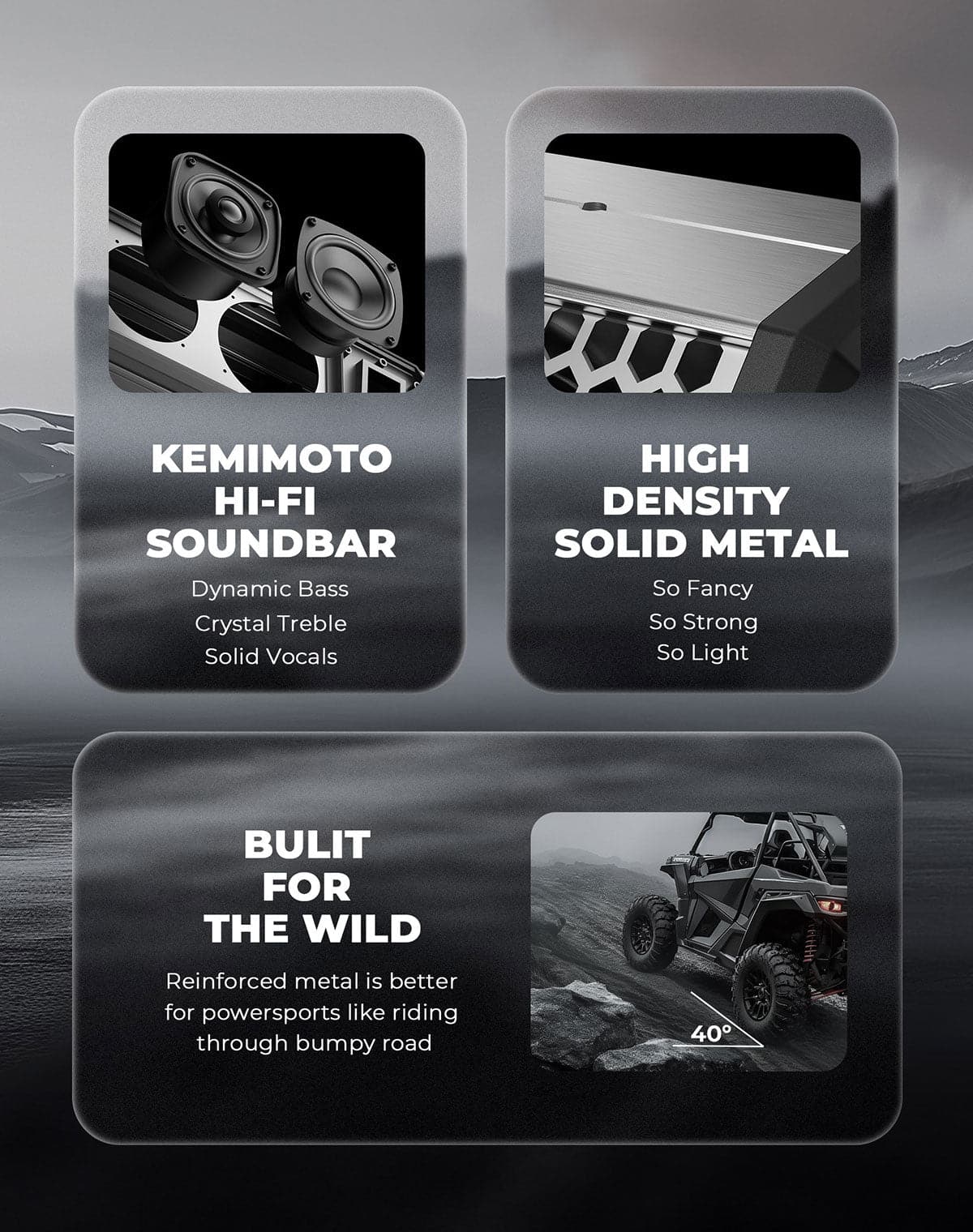 Kemimoto Midnight S60 26" RGB UTV Sound Bar