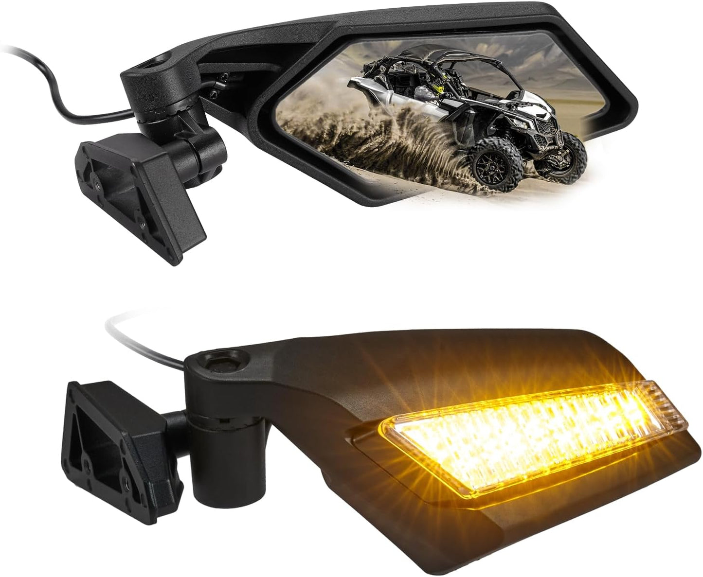 Kemimoto LED Mirrors With Turn Signal For Can‑Am Maverick X3
