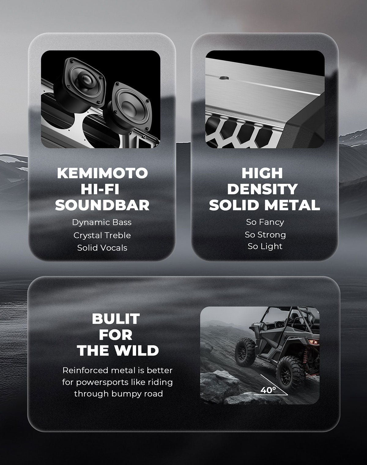 Kemimoto Midnight S80 32" Aluminum RGB Soundbar UTV