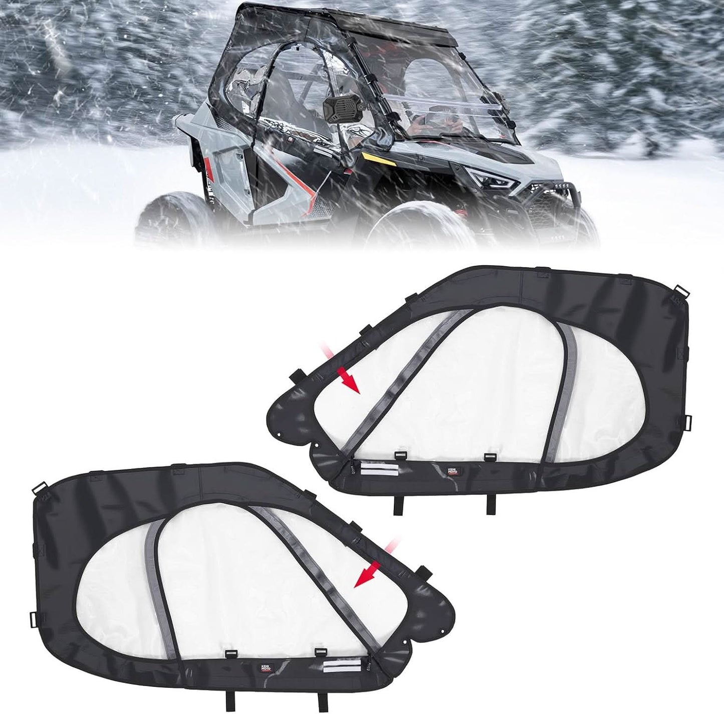Kemimoto UTV Cab Enclosure Upper Doors for Polaris RZR 200