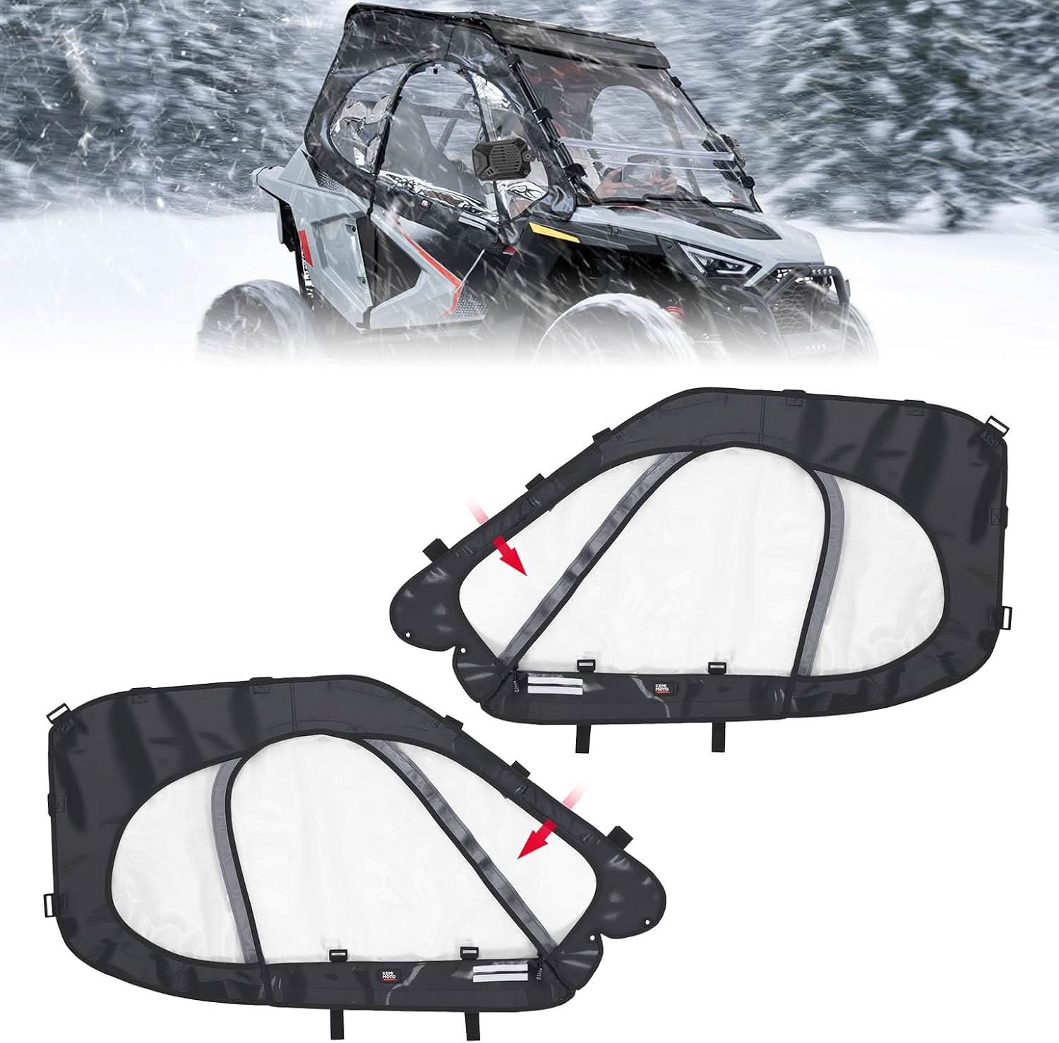 Kemimoto UTV Cab Enclosure Upper Doors for Polaris RZR 200