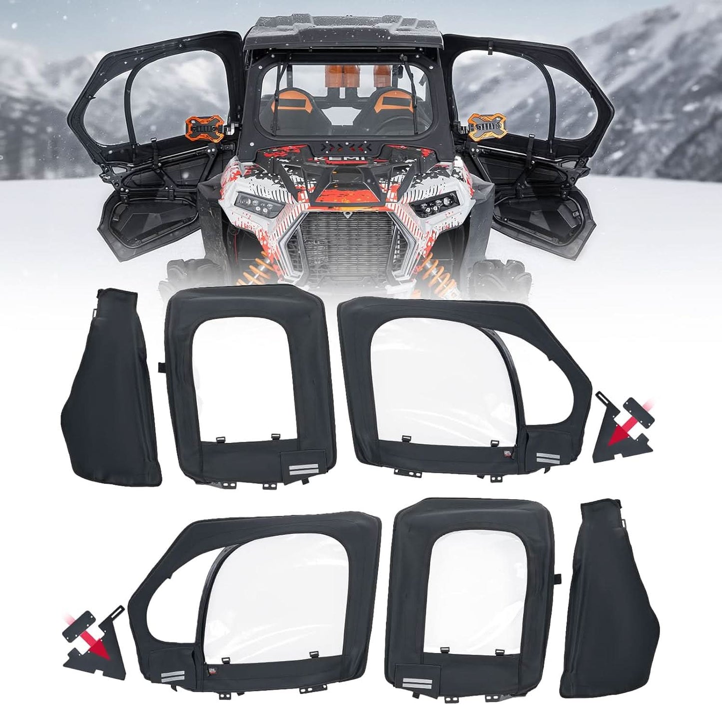 Kemimoto Soft Upper Doors with Steel Frame for Polaris RZR