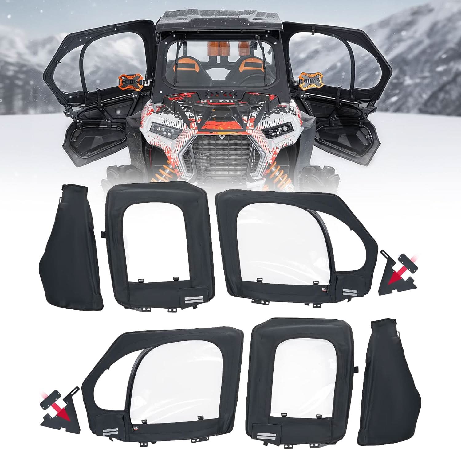 Kemimoto Soft Upper Doors with Steel Frame for Polaris RZR