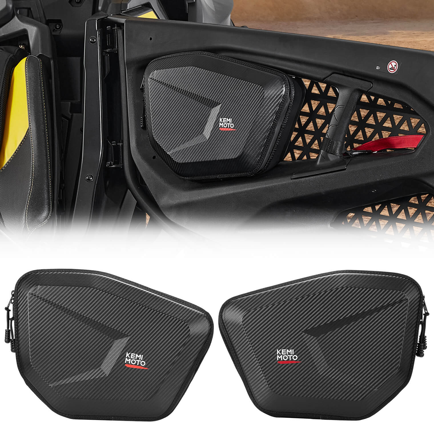 Kemimoto Door Bags Semi‑Rigid EVA for Can‑Am Maverick R 2024+