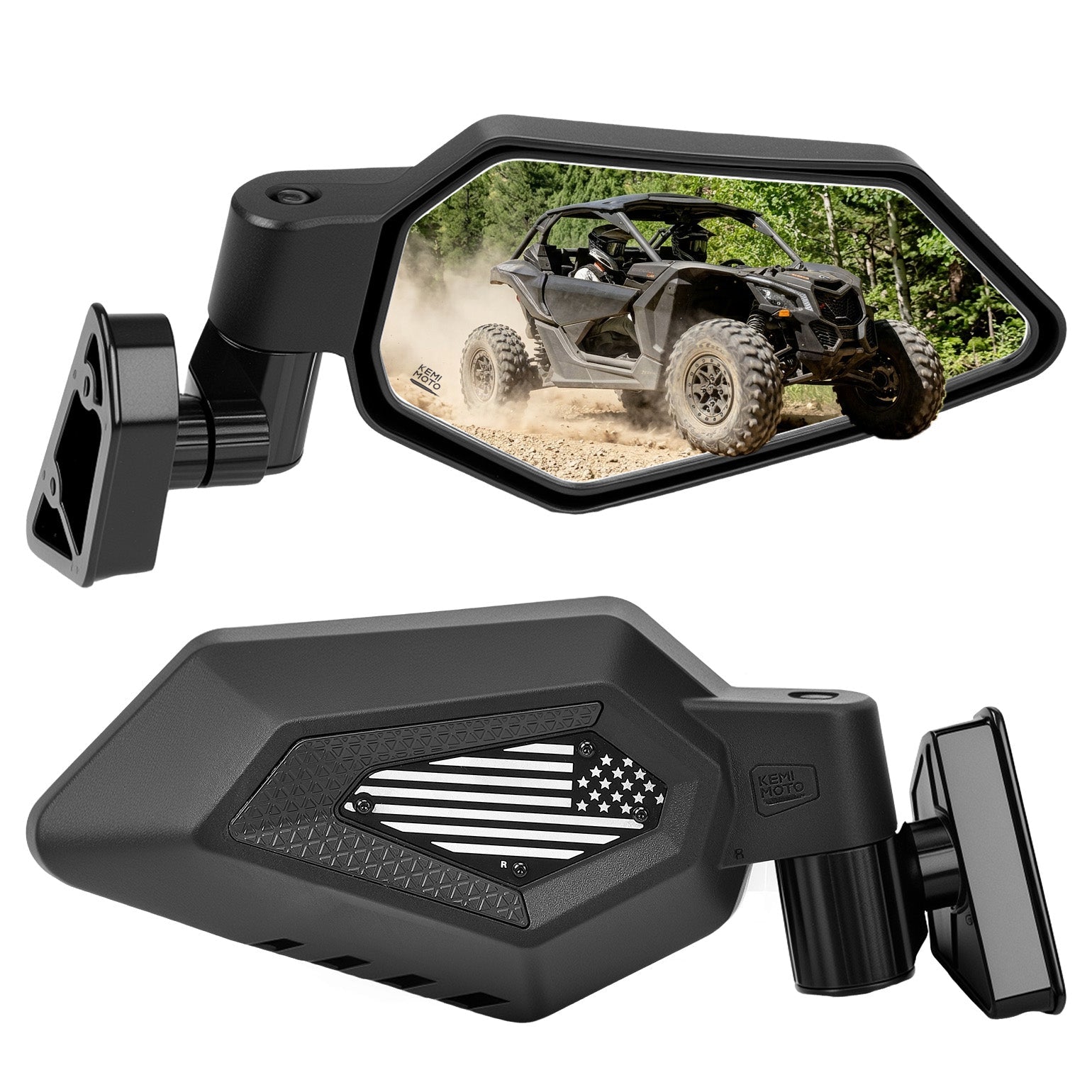 Side Mirrors with Spring‑Back Auto Reset, Fit Can‑Am Maverick X3 / MAX US Flag Pattern