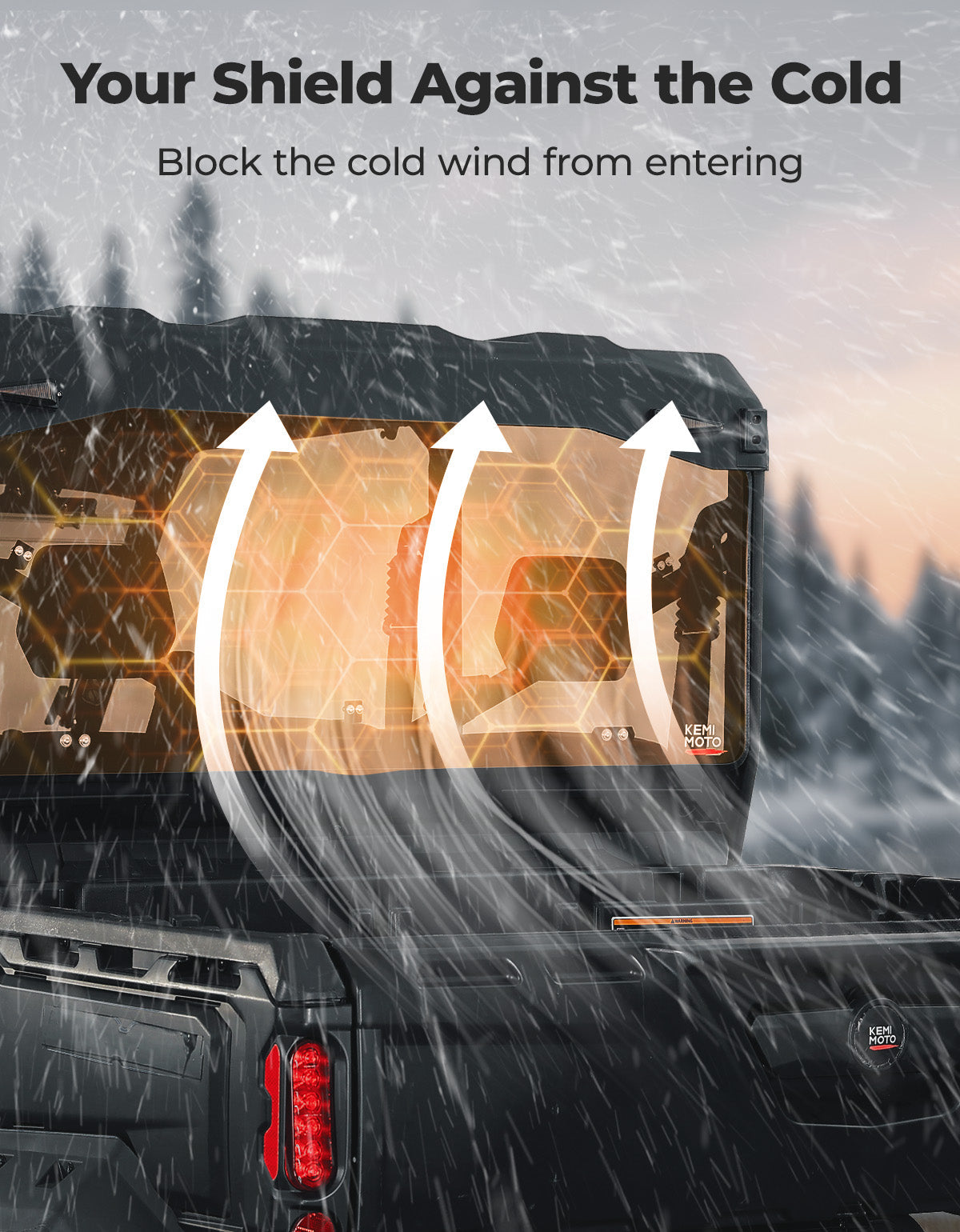 Kemimoto Rear Tinted Windshield for Can‑Am Defender