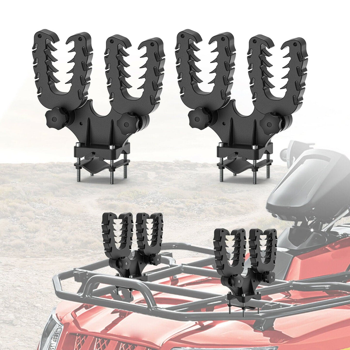 KEMIMOTO Double U-Bracket Mount Grip for UTV ATV