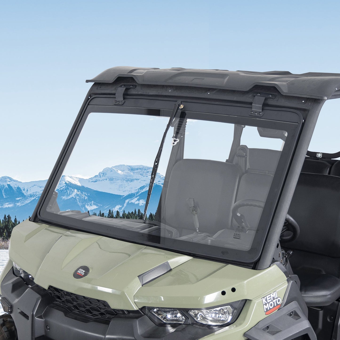 Kemimoto Front Windshield with Manual Wipers for Can‑Am Defender 2016‑2026