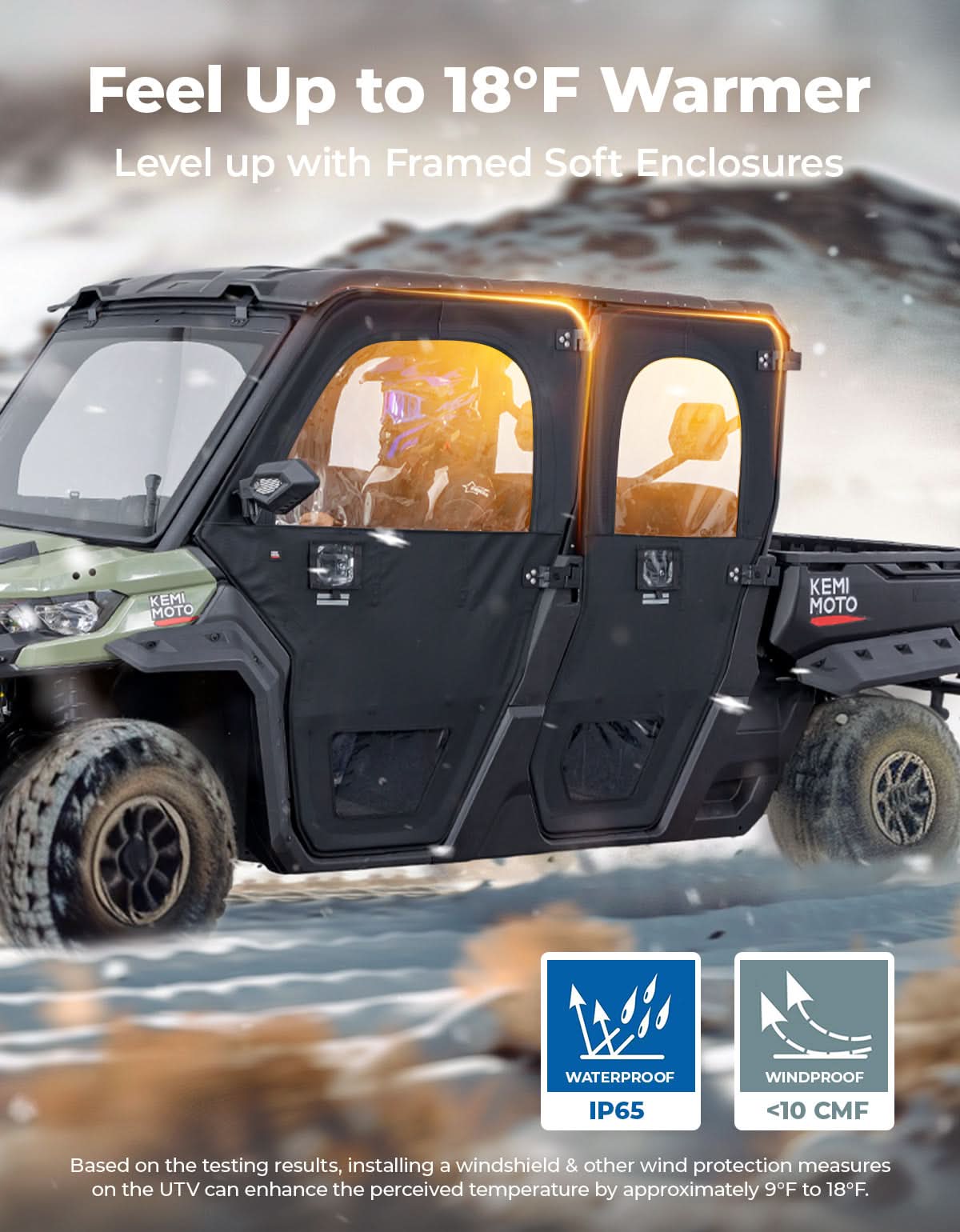 Kemimoto UTV Framed Doors for Can‑Am Defender Max HD 7‑10